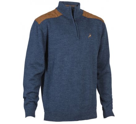 Pull de chasse Fox Bleu col zippé Verney Carron